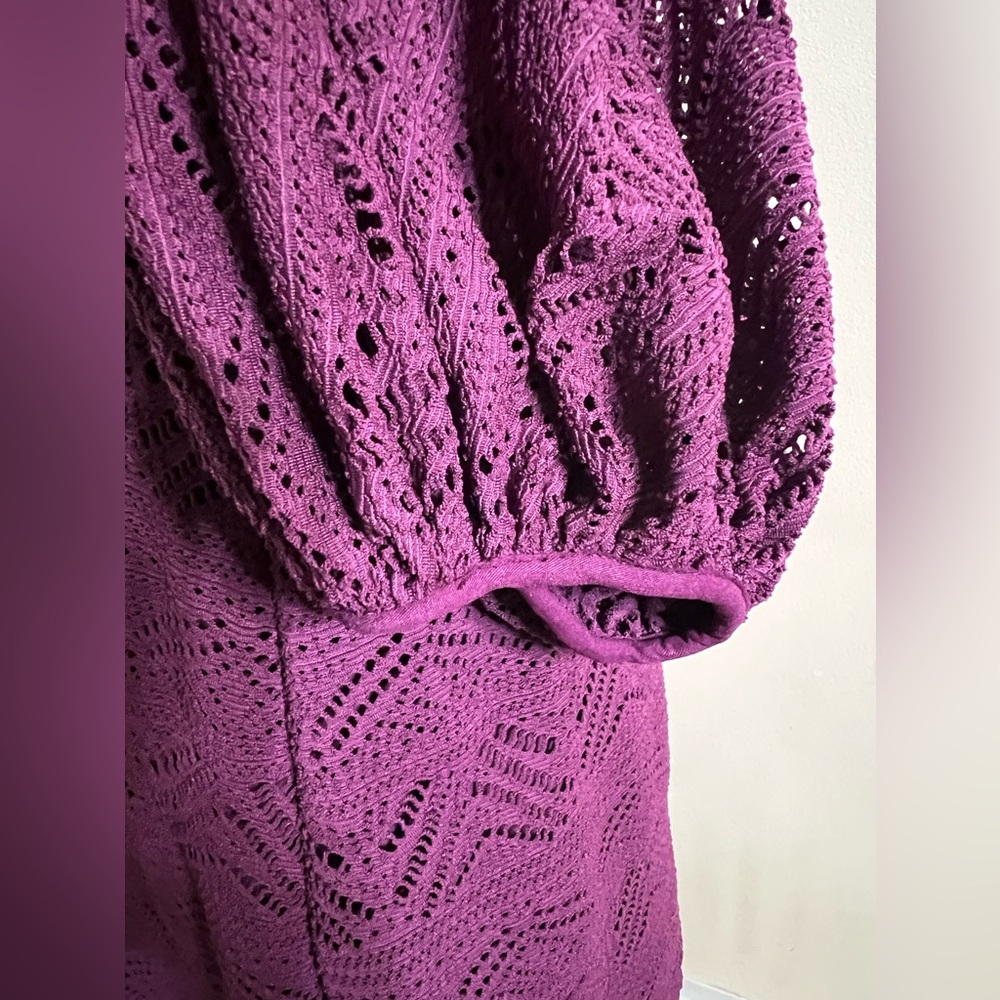 Maeve Anthropologie Leila Purple Lace Dress Balloon Sleeve Size Medium - Picture 6 of 11